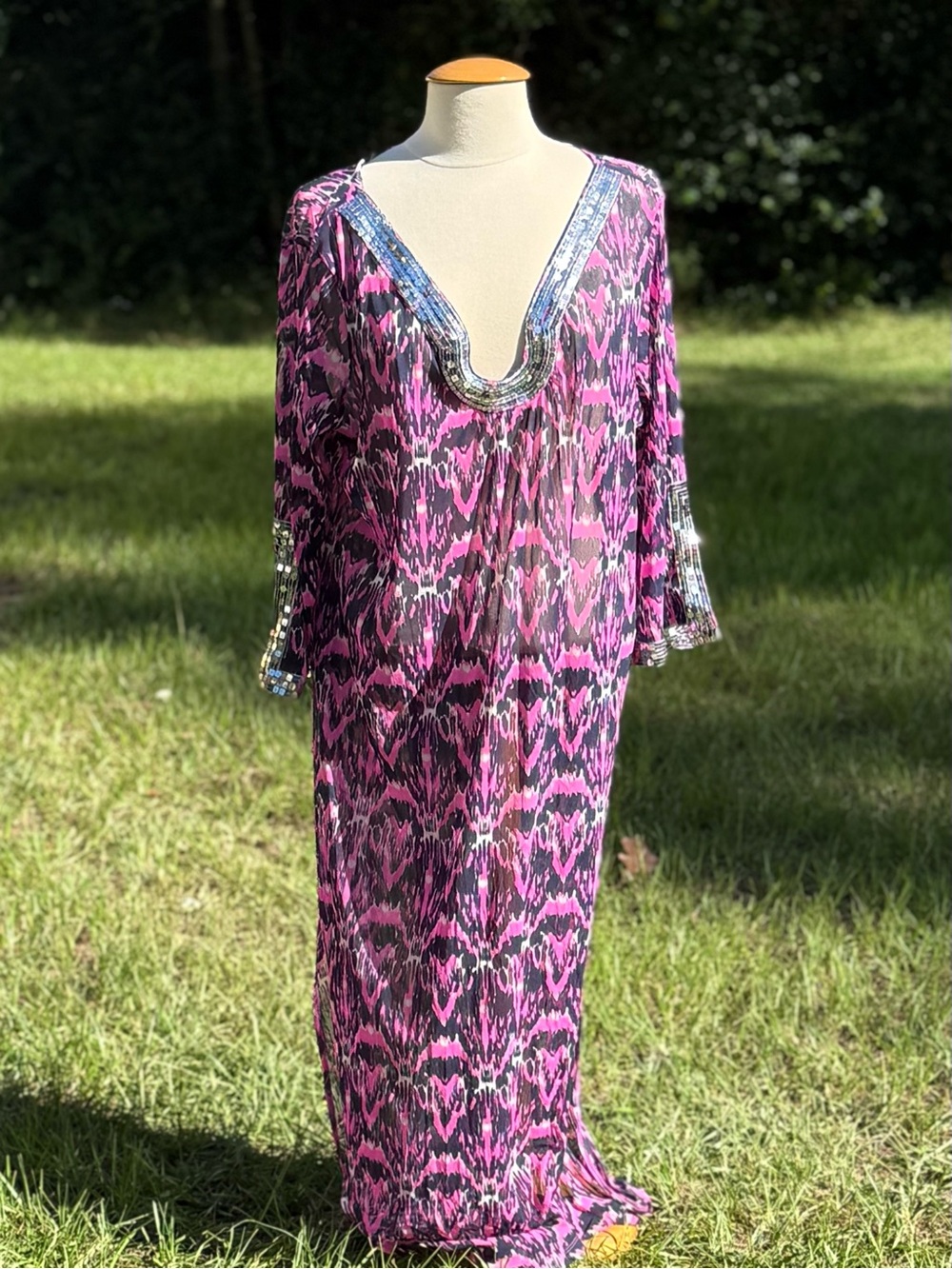 INC International Concepts Sao Paulo Island Ikat Kaftan Dress Sz 2X (CDR0003)